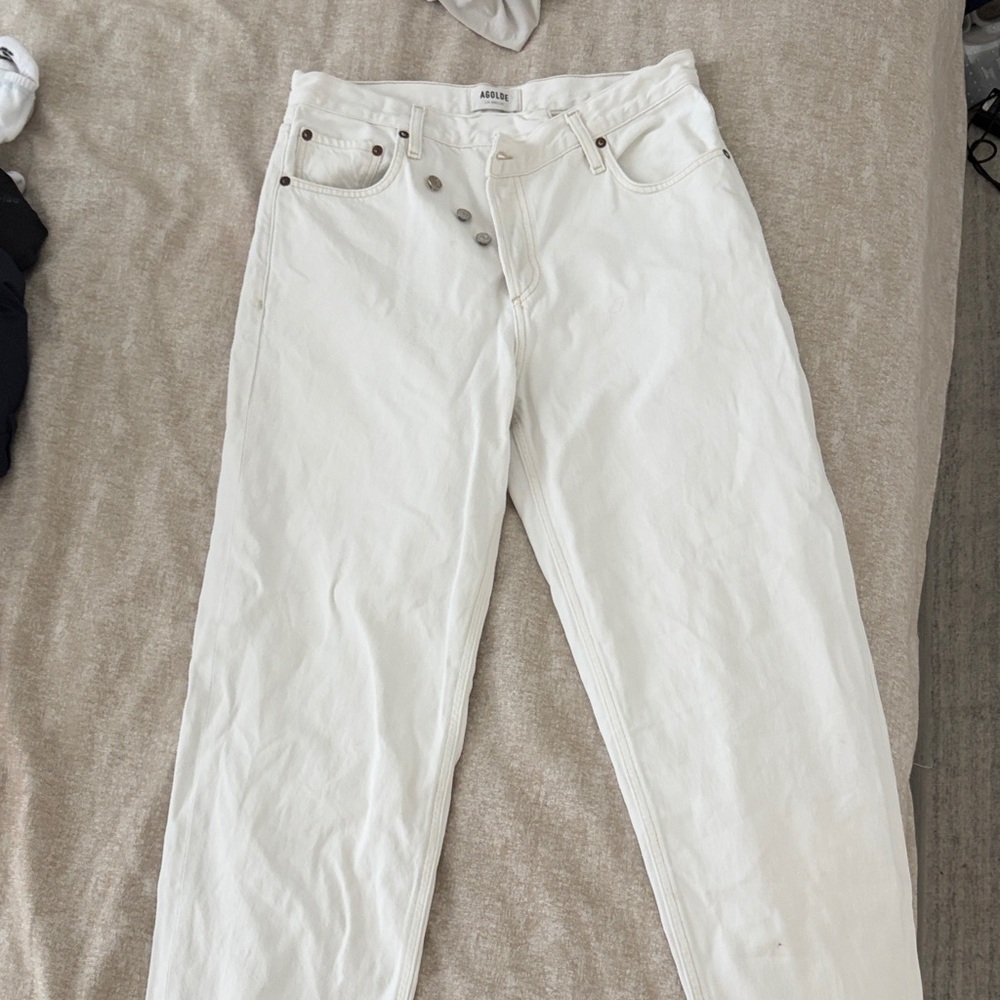 Agolde Women's White Straight Leg Jeans